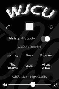 A screenshot of WJCU for iOS running on iOS 7 with a 3.5 inch screen