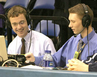 One of WJCU's great sports broadcasting milestones. Matt Jaworski and Chris Condit at the 2004 Men's Basketball Final Four game in Salem, Virginia